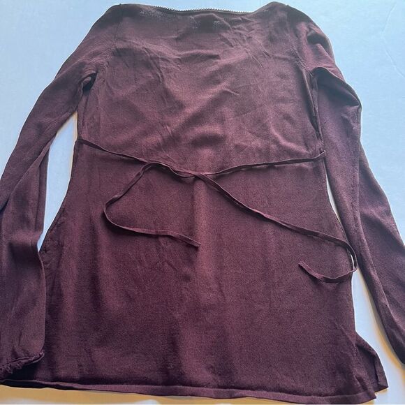 Nine West Women's Lace Up Blouse/Tunic  Burgundy Size Small, Long sleeve - Picture 6 of 9
